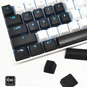 Hand-Carved Ebony Wooden Keycaps, Custom Solid Wood Artisan Backlit Keycap Set for MX Switch Mechanical Keyboard, Personalized Gift Keycap