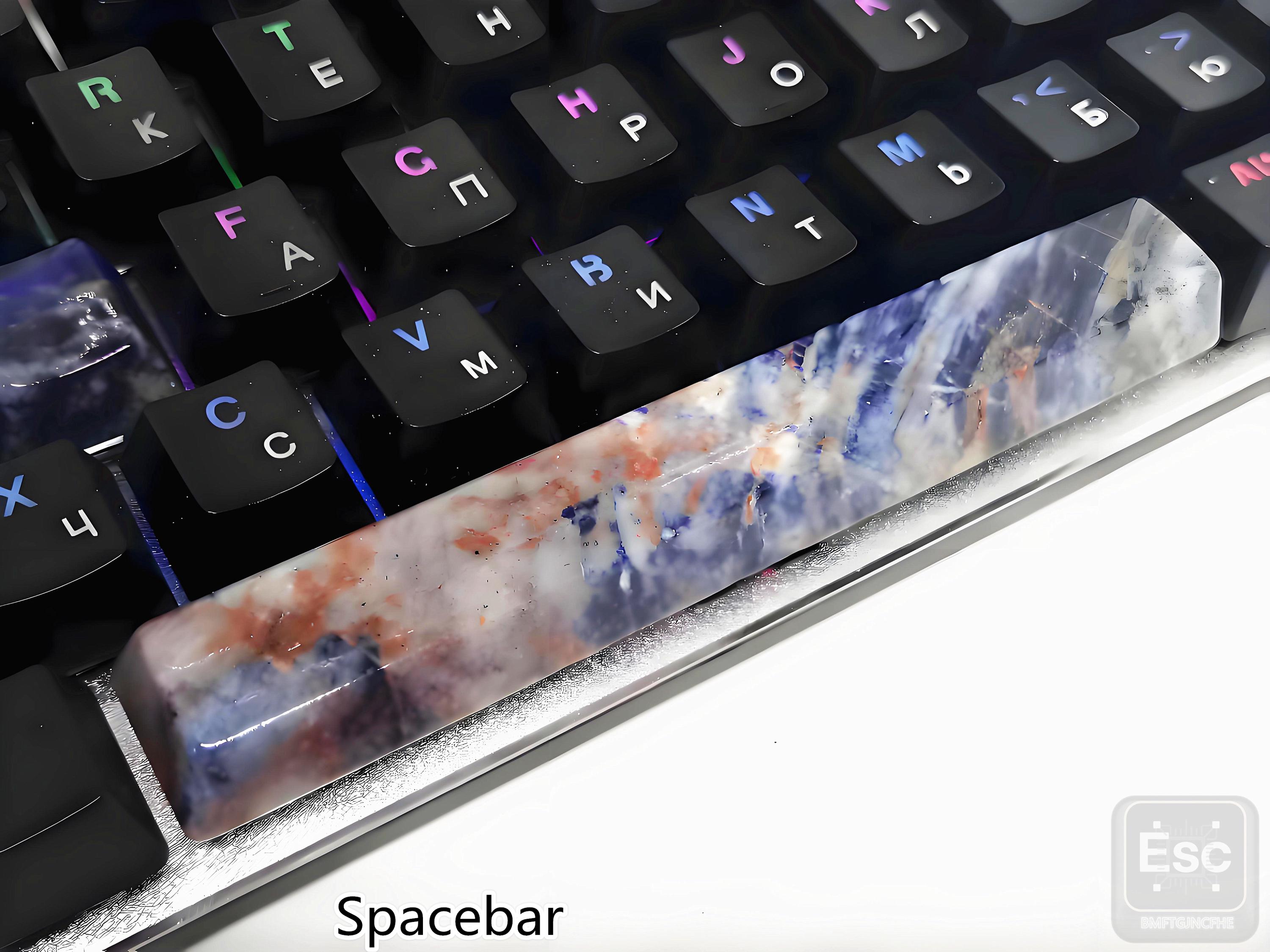 Custom Natural Gemstone Keycap Set: Unique Blue-veins Stone Artisan ...