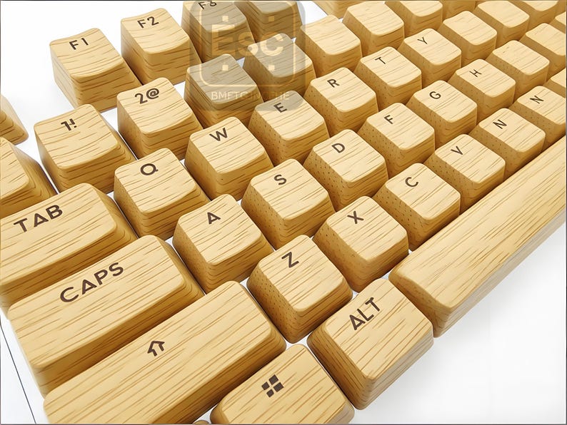 Wooden Pattern Keycaps Carved Solid Wood Artisan Keycaps: Custom Shine Through Beech Key for ...