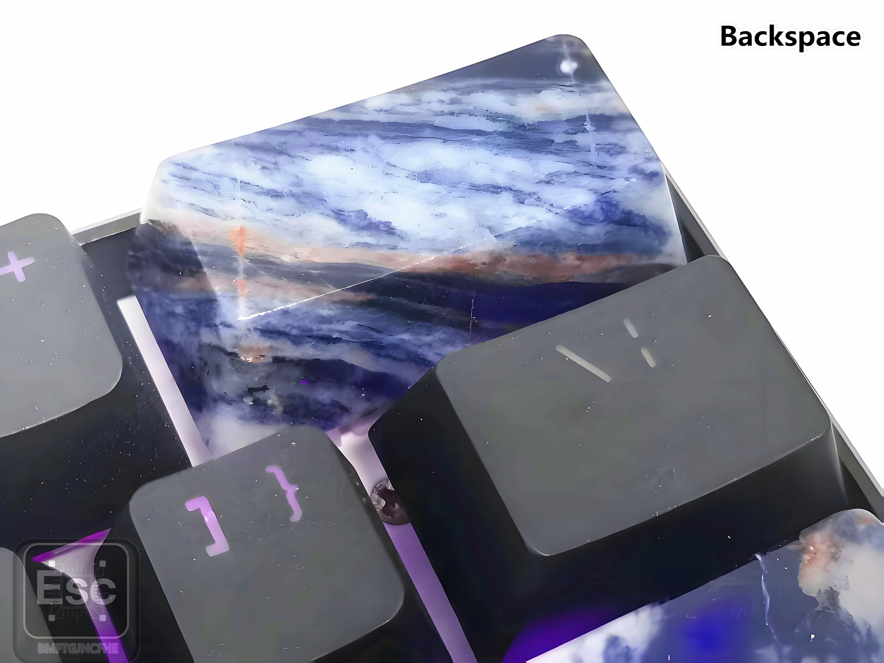 Custom Natural Gemstone Keycap Set: Unique Blue-veins Stone Artisan ...