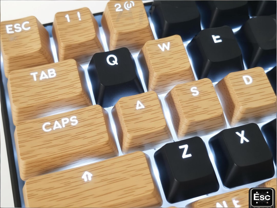 Carved Solid Wood Artisan Keycaps: Custom Shine Through Beech Key for ...