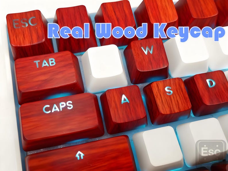 Wooden Pattern Keycaps Real Rosewood Wooden Keycaps: Backlit Pure Solid Wood Artisan Keycap ...