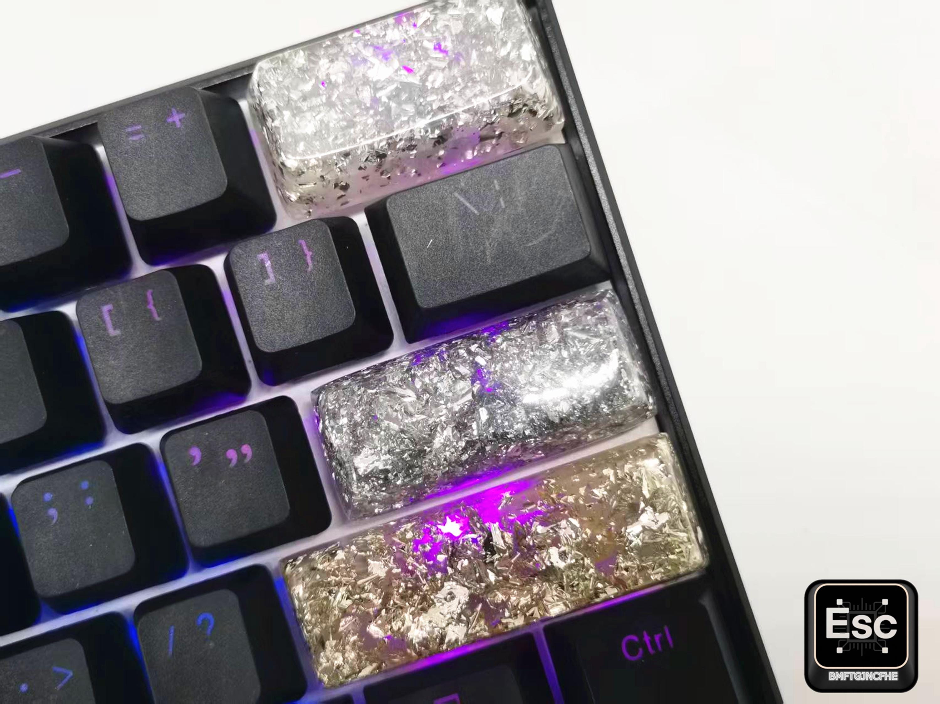 Glittering Silver Foil Resin Artisan Keycap: Custom Mechanical Keyboard ...
