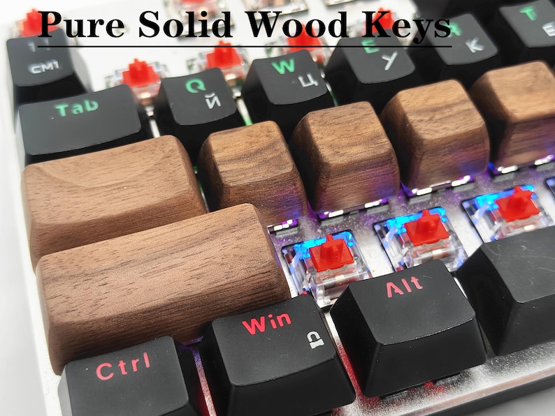 Wooden Pattern Keycaps Pure Solid Wood Keycaps, SA Profile,walnut Wood Artisan Wooden Blank ...