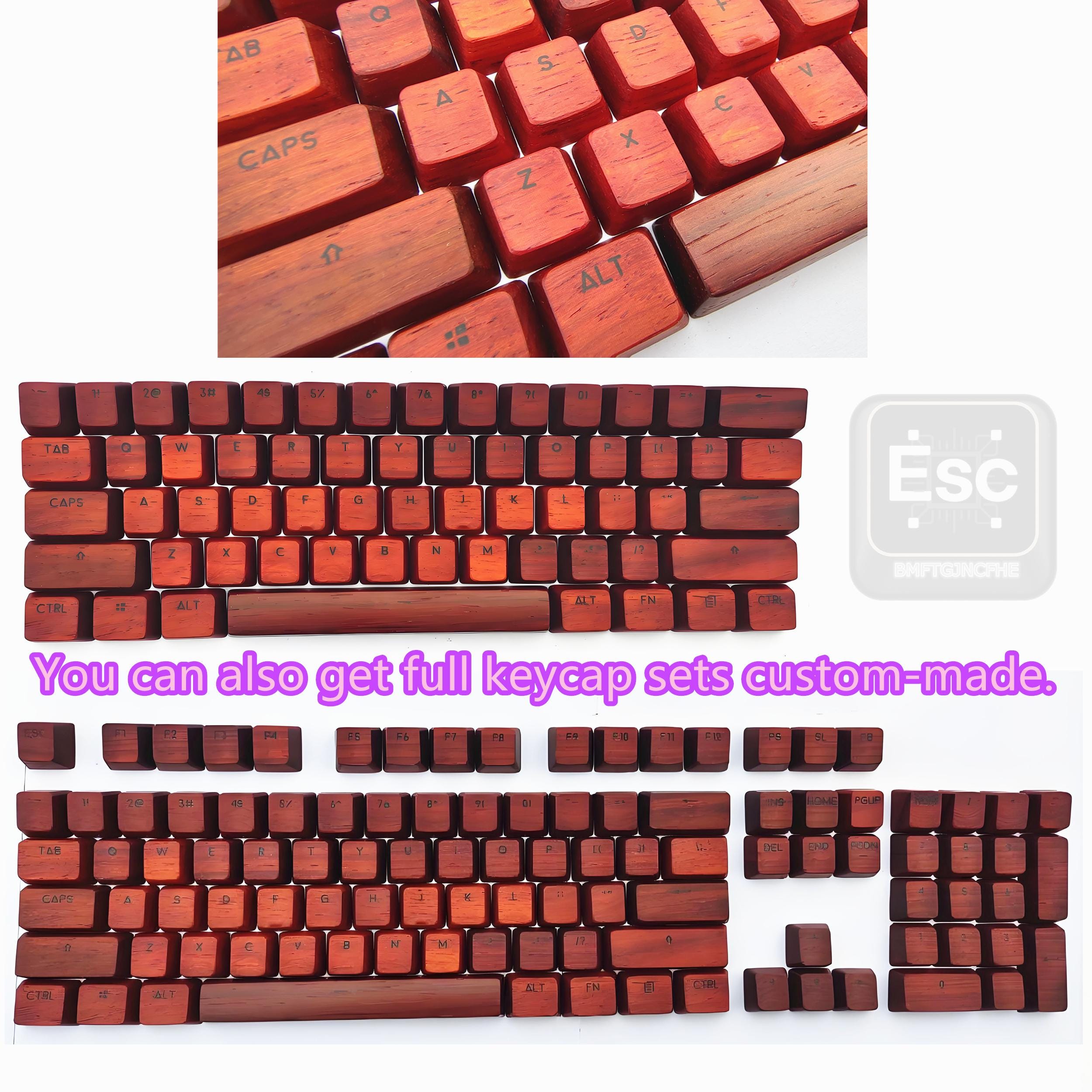 Wooden Pattern Keycaps Real Rosewood Wooden Keycaps: Backlit Pure Solid Wood Artisan Keycap ...
