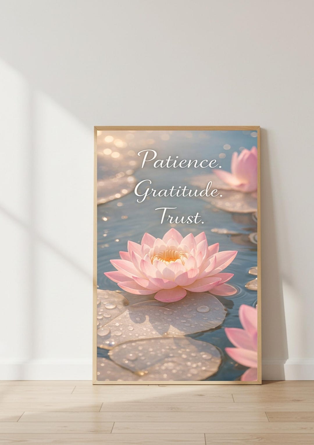 Lotus Flower Art Print, Patience Gratitude Trust, Zen Home Decor ...
