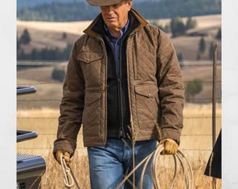 Chaqueta acolchada marrón John Dutton de Yellowstone: moda western para hombre