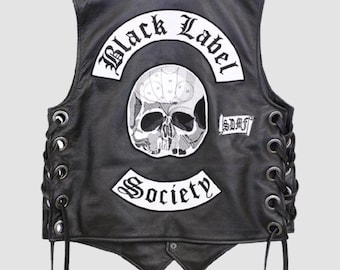 Chaleco de cuero estilo motero de Zakk Wylde Black Label Society / Chaleco estilo rock de Doom Crew