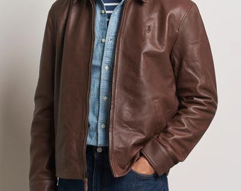 Chaqueta de cuero marrón Polo Ralph Lawren para hombre