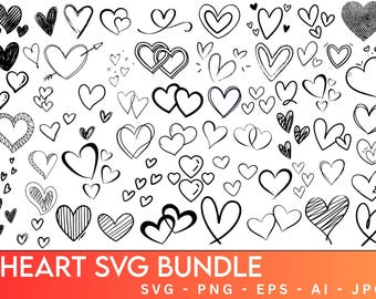 Heart svg bundle, hand-drawn heart svg, open heart svg, doodle heart svg, sketch heart svg, love svg, valentine svg, broken heart svg