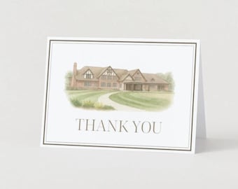 Benutzerdefinierte Digital Download Hochzeit Dankeschön-Kartenvorlage | Personalisierte Aquarell Venue Illustration