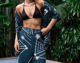 Constellation Rayon Culottes mit weitem Bein • Unisex Cosmic Hose, Bali