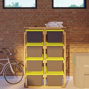 DIY Tote Storage Rack Plan | 2x4 8-unit for 27 Gallon Totes | PDF Download only