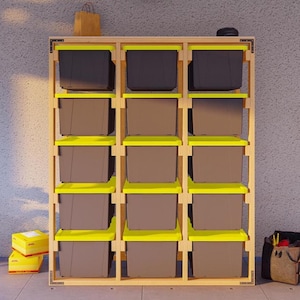 DIY Tote Storage Rack Plan | 3x5 15-unit for 27 Gallon Totes | PDF Download only