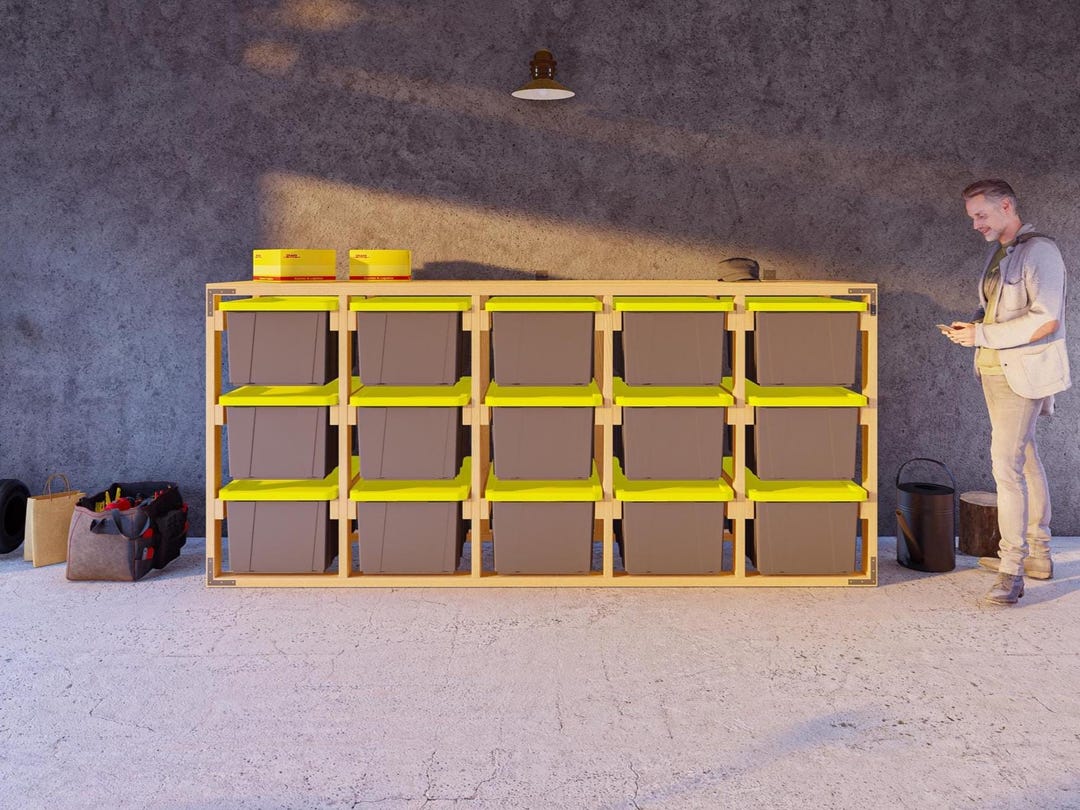 5x3 Rack DIY Tote Storage Rack Plan | 5x3 15-unit for 27 Gallon Totes | PDF ...