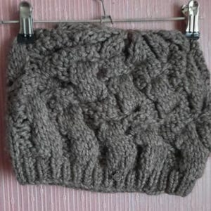 Seeberger Gray handmade Cable Knit Cowl Warm Hat