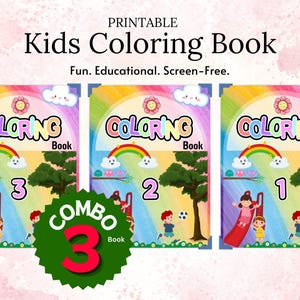 3 Combo Kids Coloring Book 2.0 | Printable Coloring Book | Canva Printable Book | A4 Size | Digital Download | Cute Coloring Pages Toddlers