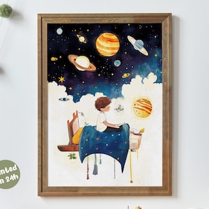 Sogna oltre le stelle I Poster della buonanotte spaziale per bambini I Decorazioni planetarie per la camera da letto I Avventura cosmica I Avventura cosmica I Stampa a tema galassia
