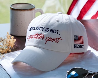 Gorra bordada "La democracia no es un deporte de espectadores", gorra de justicia social, gorra prodemocracia, gorra de protesta, gorra feminista