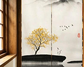 Tenda Noren su misura - tenda per porta con motivo tradizionale, divisorio per ambienti su misura, decorazione per cucina lavabile, motivo personalizzato, miglioramento della casa