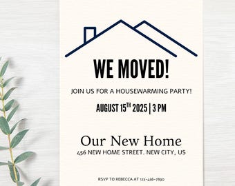 We’ve Moved! Digital Announcement Template | Editable Canva Design | Modern Housewarming Invitation | Instant Download