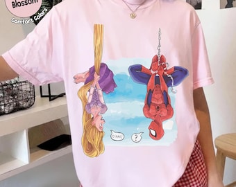 Rapunzel Princess and Spiderman Shirt, Cute Disney Shirt, Spiderman & Princess Meme Shirt, Funny Tangled Tee, Disneyland Family Vacation Tee