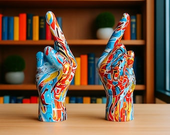 Graffiti-långfingerstaty – Djärv hartsgestprydnad för skrivbord, hylla eller heminredning, edgy konstverk, iögonfallande presentidé, unik inredning