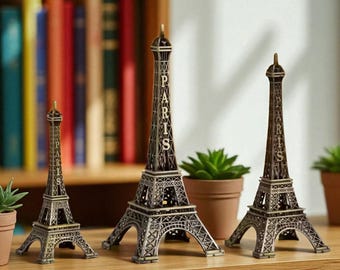 Bronze Eiffel Tower Statue Metal Souvenir Decor, Paris Landmark Figurine for Home Interior, Desk Ornament, Travel Gift, French Decor Piece