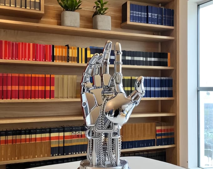 Mechanical Hand Statue – Cyberpunk Robot Arm Game Controller Stand | Unique Gamer Desk Decor | Futuristic Tech Gift for Him or Her