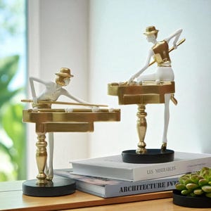 Billiard Resin Statue Modern Pool Player Figurine, Office Desk Decor, Bookshelf Sculpture, Game Room Ornament, Home Decor Accent Piece
