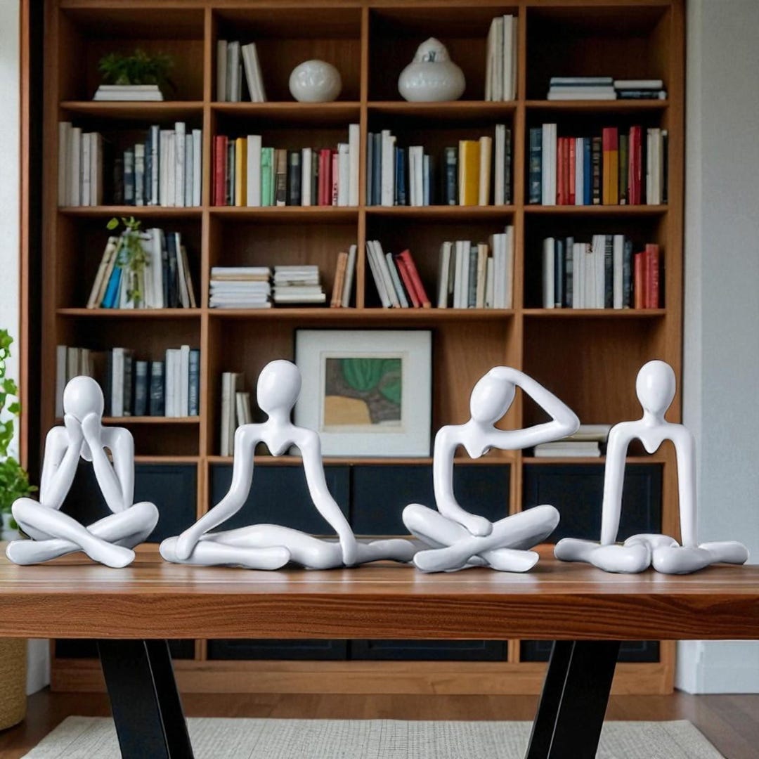 Abstract Sitting Figure Statue – Modern Minimalist Resin Sculpture for ...