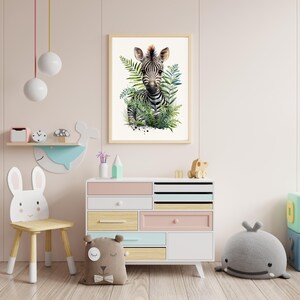 Baby Zebra Nursery Print | Jungle Safari Animal Wall Art | Boho Nursery Decor | Digital Download (Printable Art)