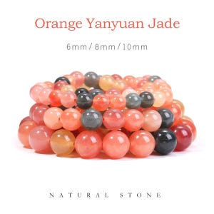 Orange Jade Beads - Natural Stone Round 6/8/10mm for Jewelry Making DIY Bracelet Earrings