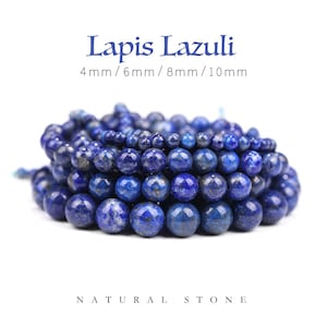 Lapis Lazuli Beads - Natural Stone Round Loose Beads 4/6/8/10mm for DIY Jewelry Making, Bracelet, Earrings, Accessories