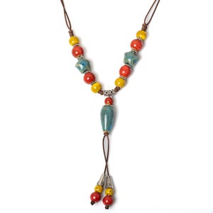 Handmade Ceramic Star Pendant Necklace - Adjustable Boho Jewelry for Women & Girls