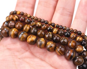 Brown Tiger Eye Beads: Natural Stone for DIY Jewelry Making