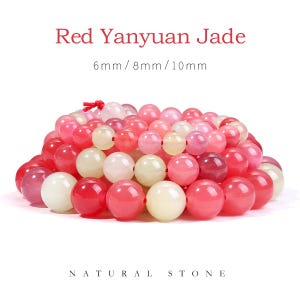 Red Jade Beads - Natural Stone Round 6/8/10mm for Jewelry Making DIY Bracelet Earrings