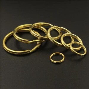 5pcs Solid Brass Split Key Rings for Keychain Leather Craft