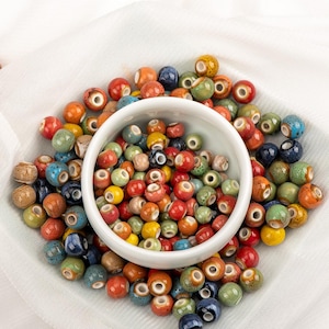100pcs Colorful Ceramic Beads - Porcelain Beads for Jewelry Making and DIY Crafts