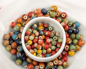 100pcs Colorful Ceramic Beads - Porcelain Beads for Jewelry Making and DIY Crafts