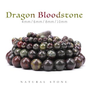 Dragon Bloodstone Beads - Natural Round Seed Beads 4/6/8/10mm for DIY Jewelry Making Necklace Bracelet Accessories