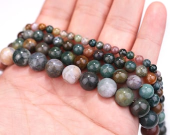 Indian Agate Beads: Round Gemstone Spacer Beads for Jewelry Making