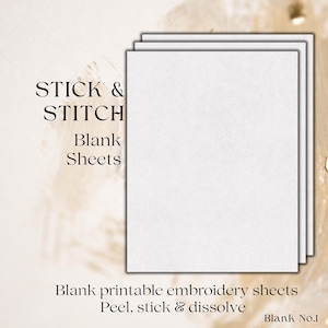 Feuilles de stabilisateur de broderie Stick and Stitch | A4 hydrosoluble | Transfert de broderie à la main | Imprimez votre propre design