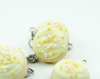 Food Jewelry, Cookie Charm, Miniature Food, Sugar Cookie Charm, Polymer Clay Food, Stitch Marker, Food Charm, Progress Keeper, Lemon Cookie