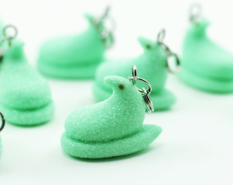 Marshmallow Chics, Peep Charm, Peep Jewelry, Easter Charm, Stitch Marker, Progress Keeper, Food Jewelry, Tiny Food, Easter Jewelry, Knitting