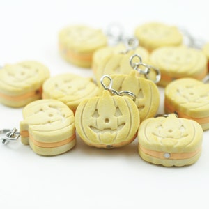 Polymer Clay Pumpkin Cookie Charm: Halloween Food Jewelry