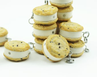 Food Jewelry, Miniature Food, Ice Cream Sandwich, Ice Cream Charm, Polymer Clay Food Jewelry, Stitch Marker, Food Charm, Progress Keeper