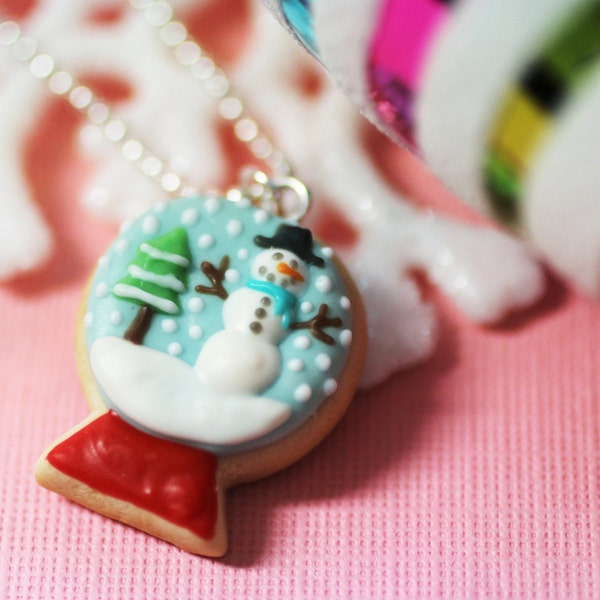 Christmas Snow Globe Sugar Cookie Polymer Clay Food Necklace