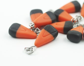 Polymer Clay Candy Corn Charm: Halloween Food Jewelry, Stitch Marker