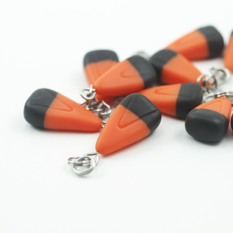 Food Jewelry, Candy Charm, Miniature Food, Polymer Clay Food, Pumpkin Jewelry, Stitch Marker, Food Charm, Halloween Charm, Candy Corn Charm image 1